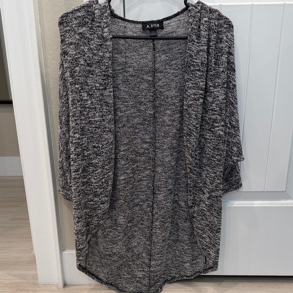 A. Byer Women's Charcoal Open-Front Cardigan